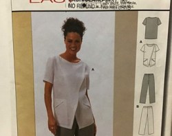 8990 BURDA VERY EASY ANGLED SHORT SLEEVE TOP, PANTS PATTERN 10-22 UNCUT